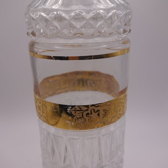 Set of One(1) Glass Bottle and Five(5) Shot Glasses with Gold Decoration - Picture 3 of 12
